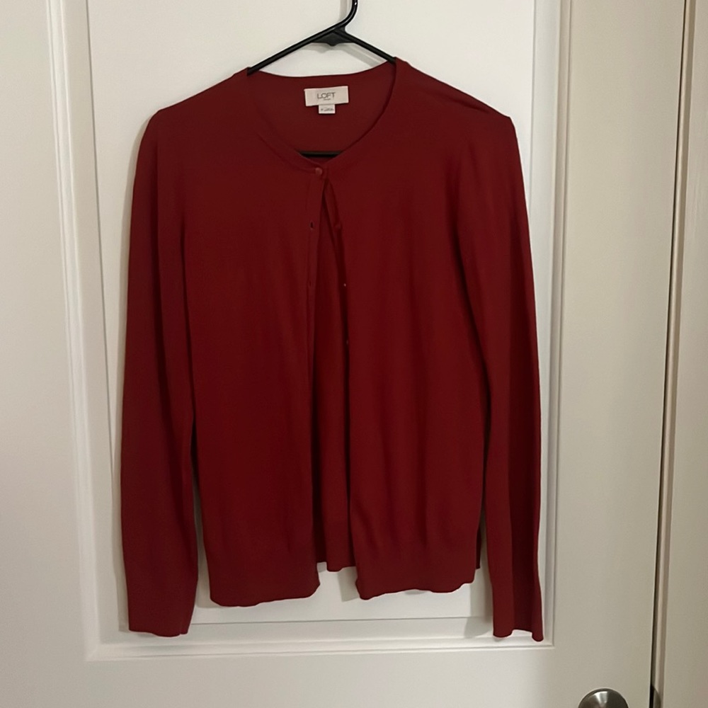 Red Ann Taylor Loft Cardigan size M.